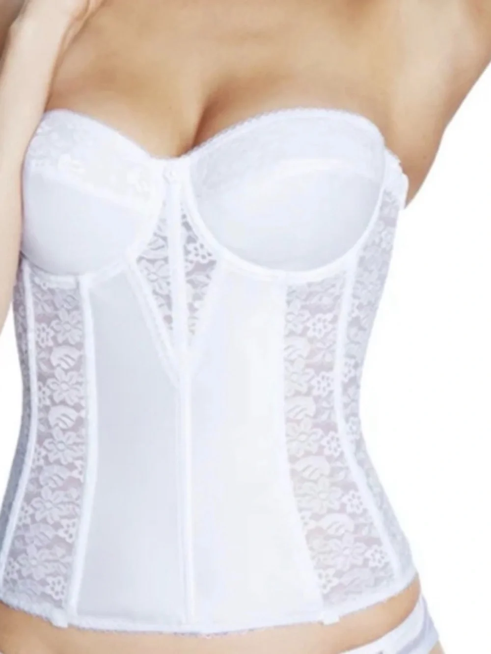 Dominique Colette White Lace Longline Corset 36F - Picture 3 of 10